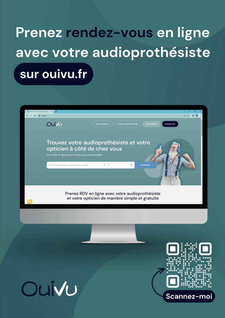 Affiche OuiVu pour communiquer aux patients des audioprothésistes